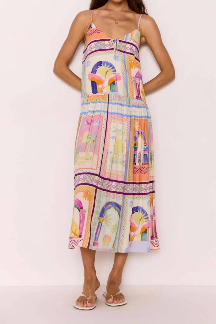 NEW MINKPINK elysia dropped hem midi dress in paradiso
